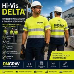 брандирана светлоотразителна тениска Hi-Vis Delta за фирмено работно облекло