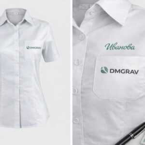 дамска бяла риза с бродерия DMGRAV и персонално име Иванова