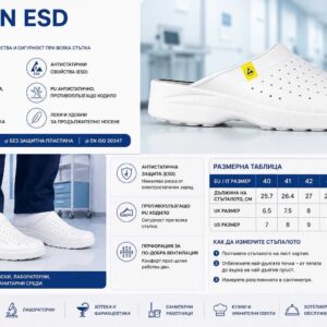 Мъжки чехли GF MAN ESD в професионална работна среда, с антистатични свойства и противоплъзгащо ходило